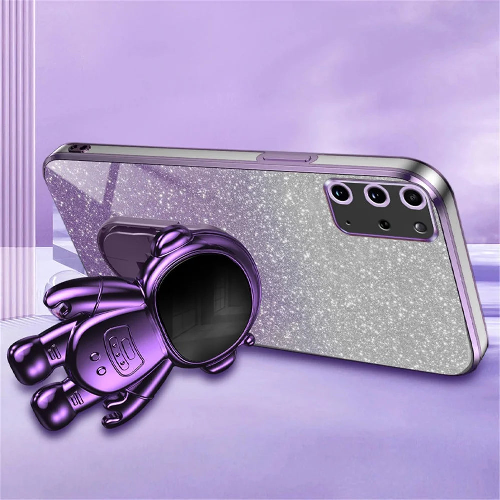For Samsung Galaxy S20 Plus 5G / 4G Kickstand Phone Case PC+TPU Shell Electroplating Cell Phone Cover - Purple - 2