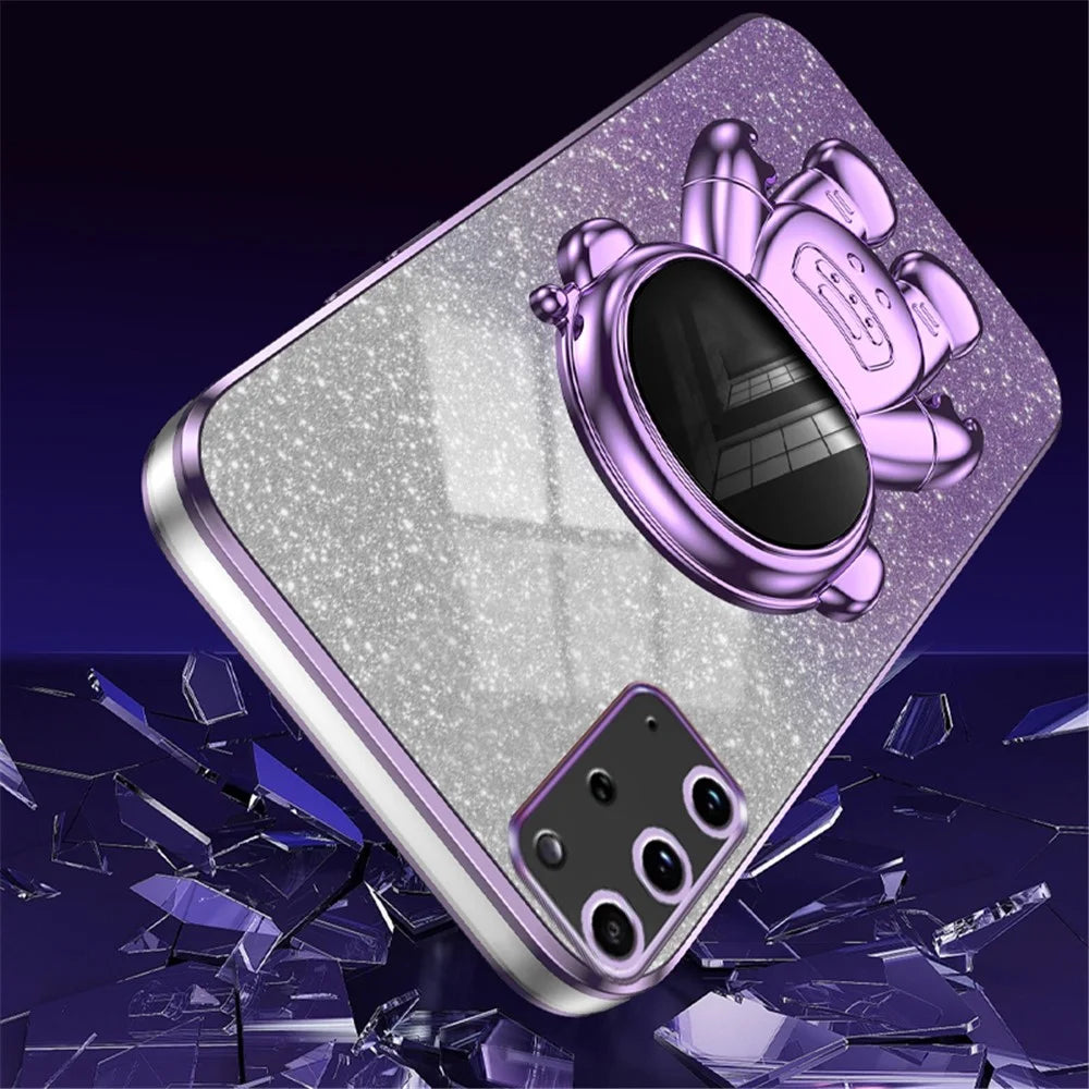 For Samsung Galaxy S20 Plus 5G / 4G Kickstand Phone Case PC+TPU Shell Electroplating Cell Phone Cover - Purple - 3