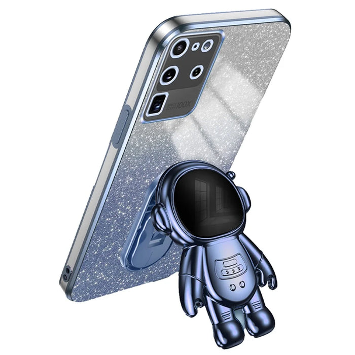 For Samsung Galaxy S20 Ultra Case Precise Cutout Astronaut Kickstand Dustproof PC+TPU Phone Cover - Blue - 1