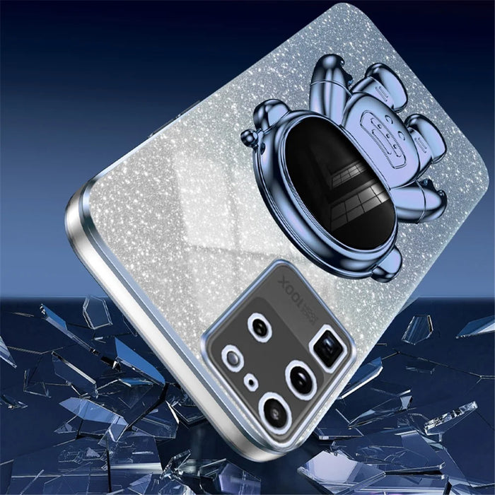 For Samsung Galaxy S20 Ultra Case Precise Cutout Astronaut Kickstand Dustproof PC+TPU Phone Cover - Blue - 3