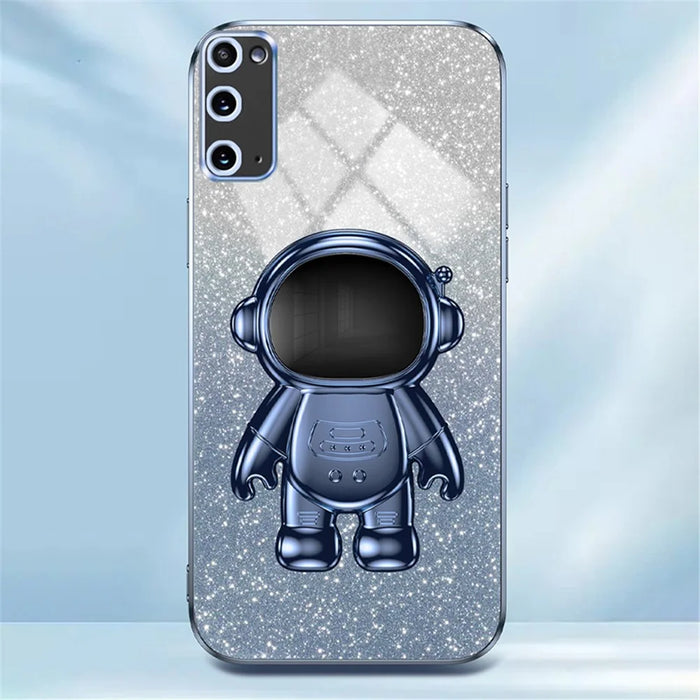 For Samsung Galaxy S20 4G / 5G Stable Kickstand Phone Case PC+TPU Cell Phone Cover - Blue - 4