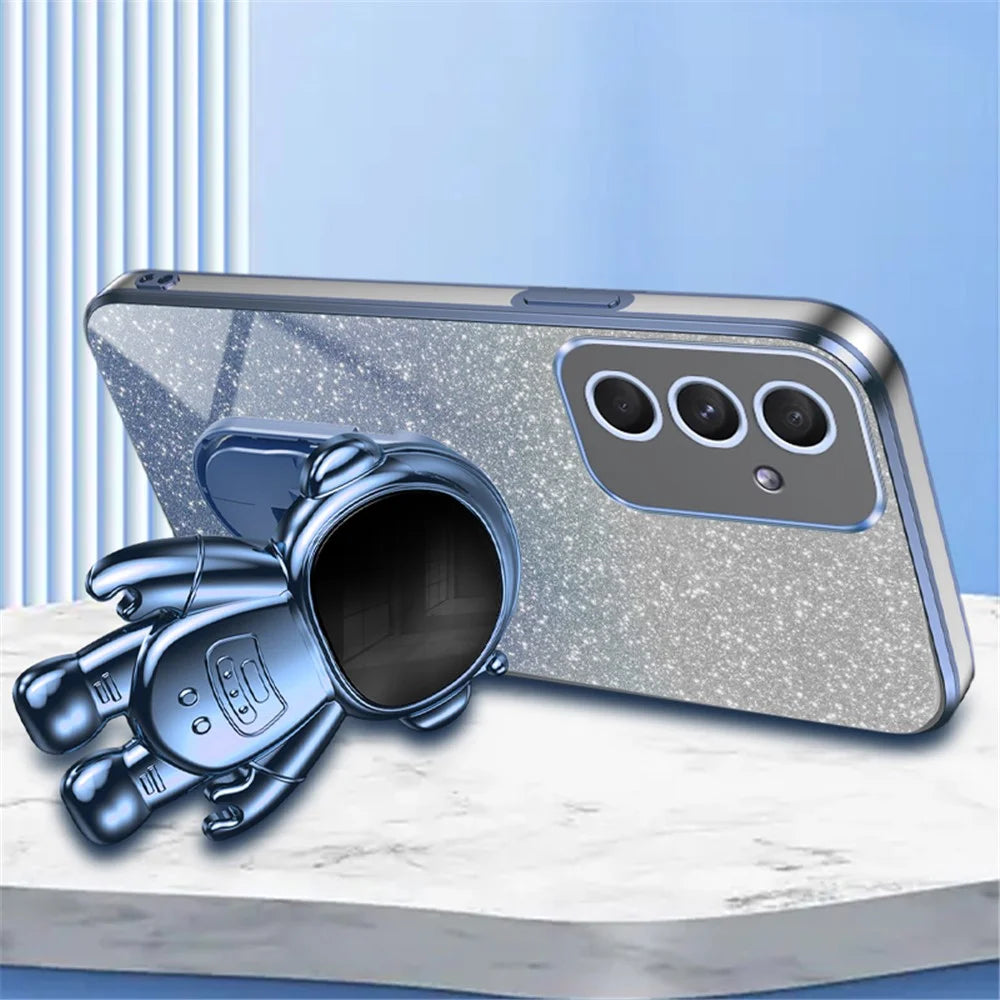 For Samsung Galaxy A54 5G Astronaut Kickstand Phone Case PC+TPU Anti-scratch Phone Cover - Blue - 2