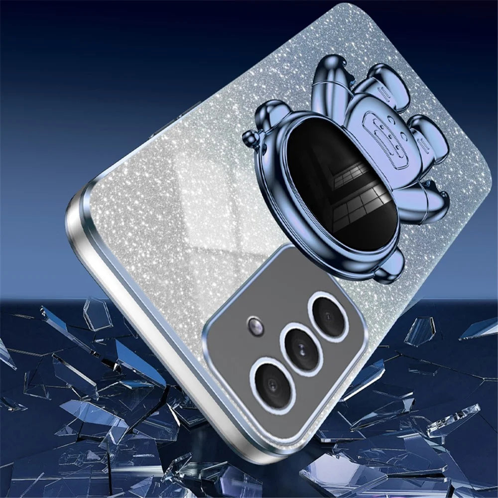 For Samsung Galaxy A54 5G Astronaut Kickstand Phone Case PC+TPU Anti-scratch Phone Cover - Blue - 3