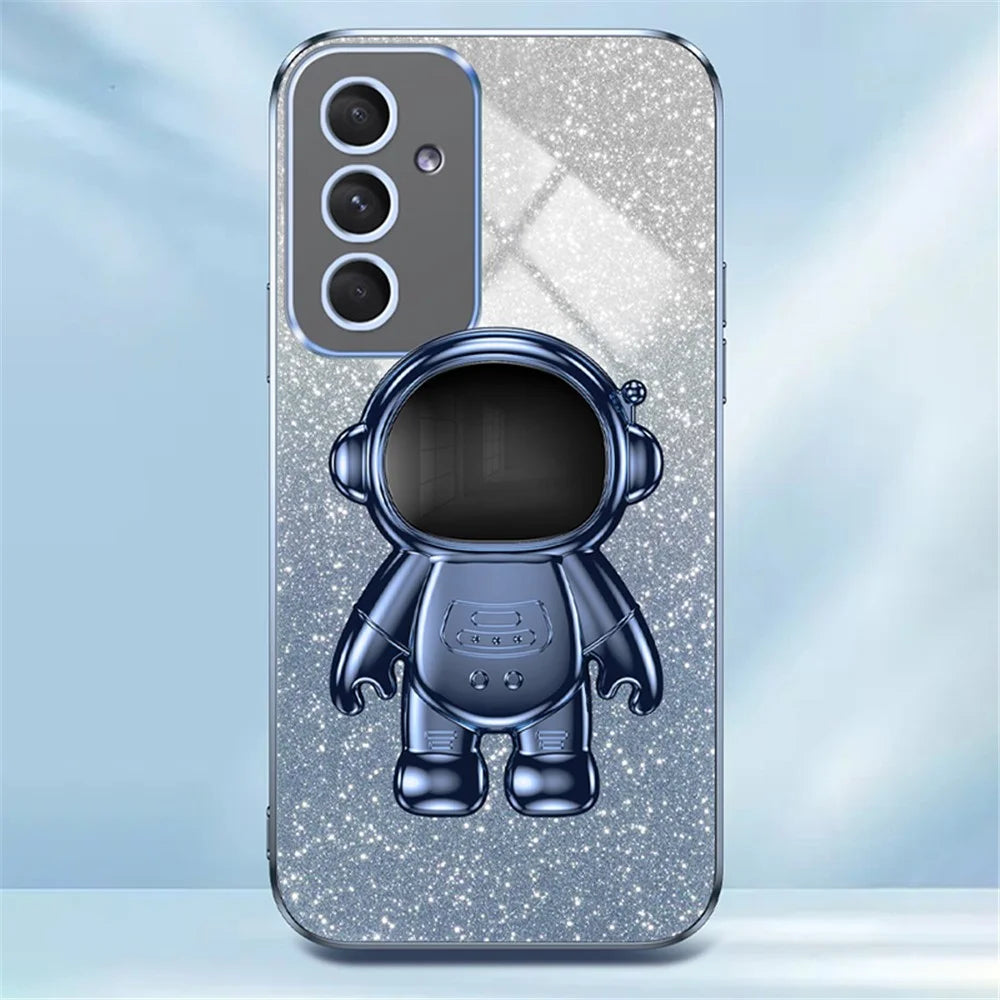 For Samsung Galaxy A54 5G Astronaut Kickstand Phone Case PC+TPU Anti-scratch Phone Cover - Blue - 4