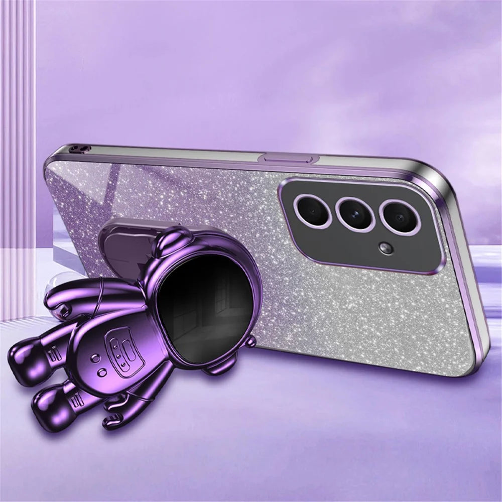 For Samsung Galaxy A55 5G Shockproof Astronaut Kickstand Phone Case PC+TPU Anti-scratch Phone Cover - Purple - 2