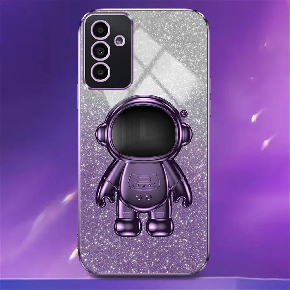 For Samsung Galaxy A55 5G Shockproof Astronaut Kickstand Phone Case PC+TPU Anti-scratch Phone Cover - Purple - 4
