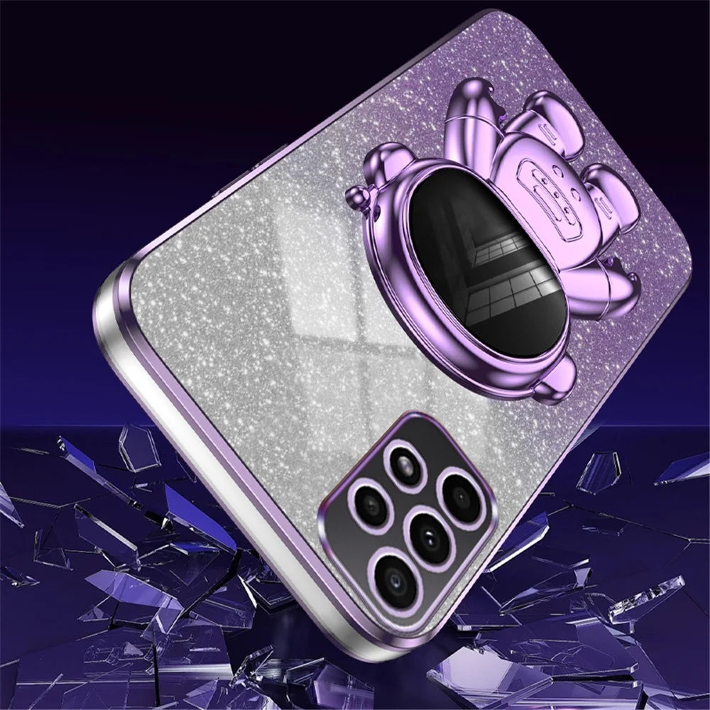 For Samsung Galaxy A72 5G / 4G Case PC+TPU Anti-scratch Phone Cover with Astronaut Kickstand - Purple - 3