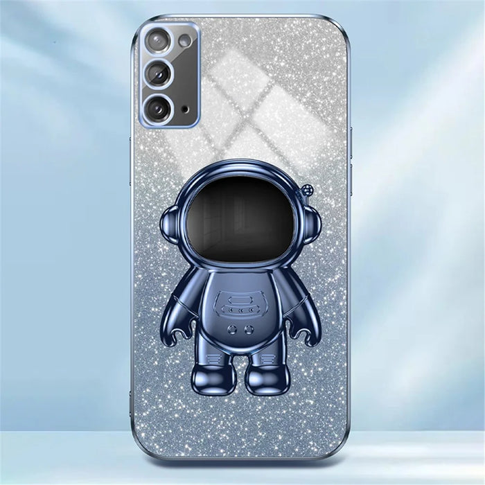 For Samsung Galaxy Note20 / Note20 5G Case PC+TPU Slim-Fit Phone Cover with Astronaut Kickstand - Blue - 4