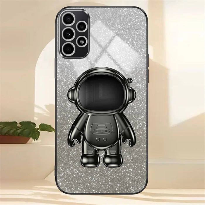 For Samsung Galaxy A33 5G Case PC+TPU Anti-scratch Astronaut Kickstand Phone Cover - Black - 4