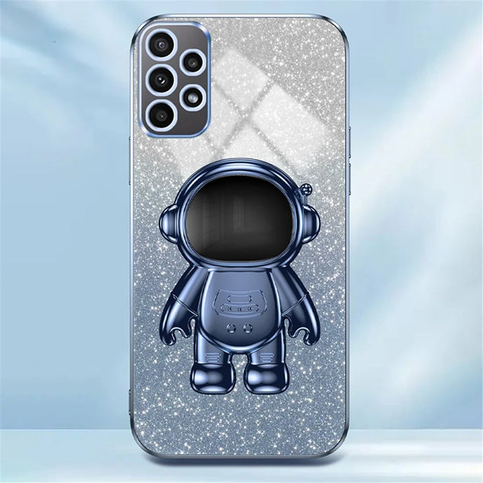 Cell Phone Case for Samsung Galaxy A32 5G / M32 5G PC+TPU Phone Cover with Astronaut Kickstand - Blue - 4