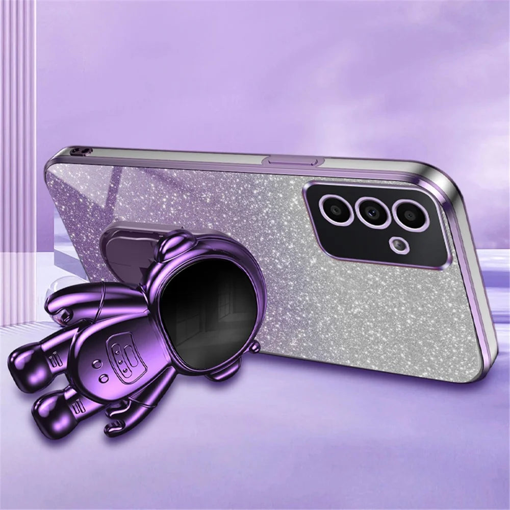 Astronaut Kickstand Cover for Samsung Galaxy A35 5G Case PC+TPU Anti-scratch Phone Shell - Purple - 2