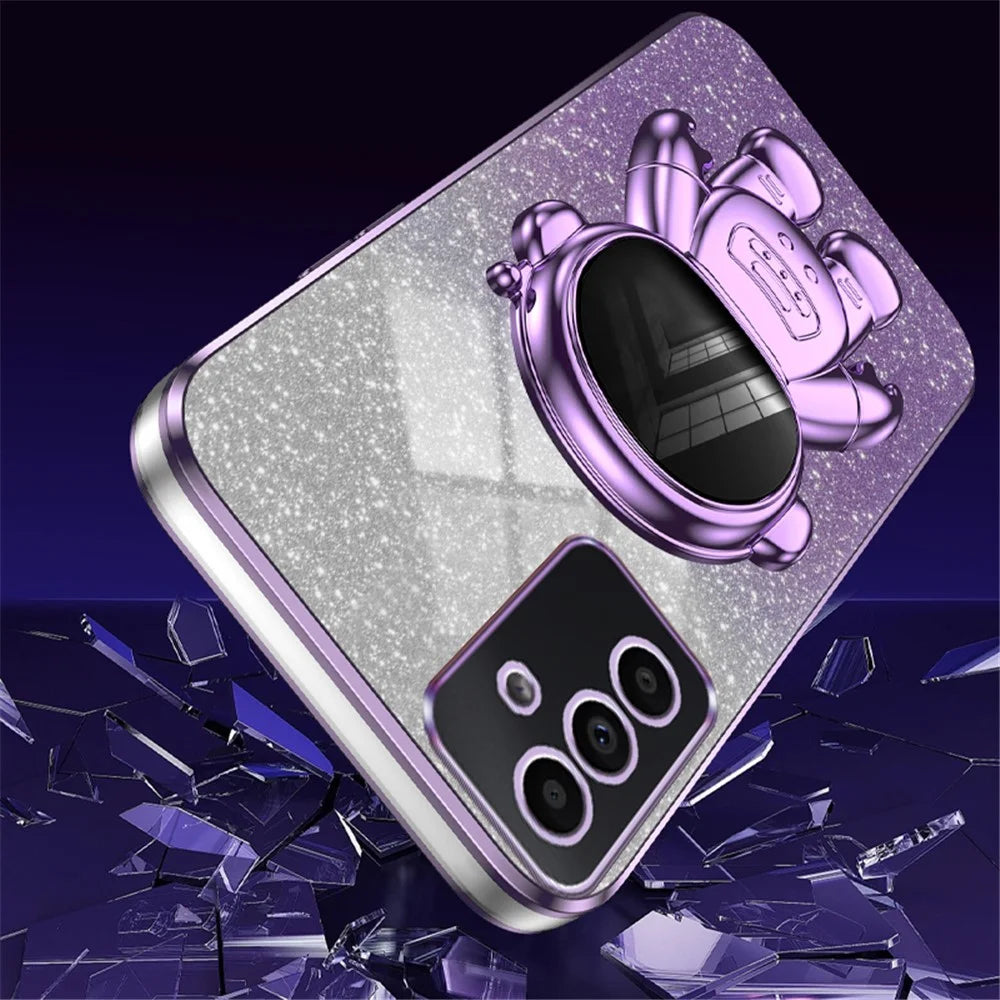 Astronaut Kickstand Cover for Samsung Galaxy A35 5G Case PC+TPU Anti-scratch Phone Shell - Purple - 3