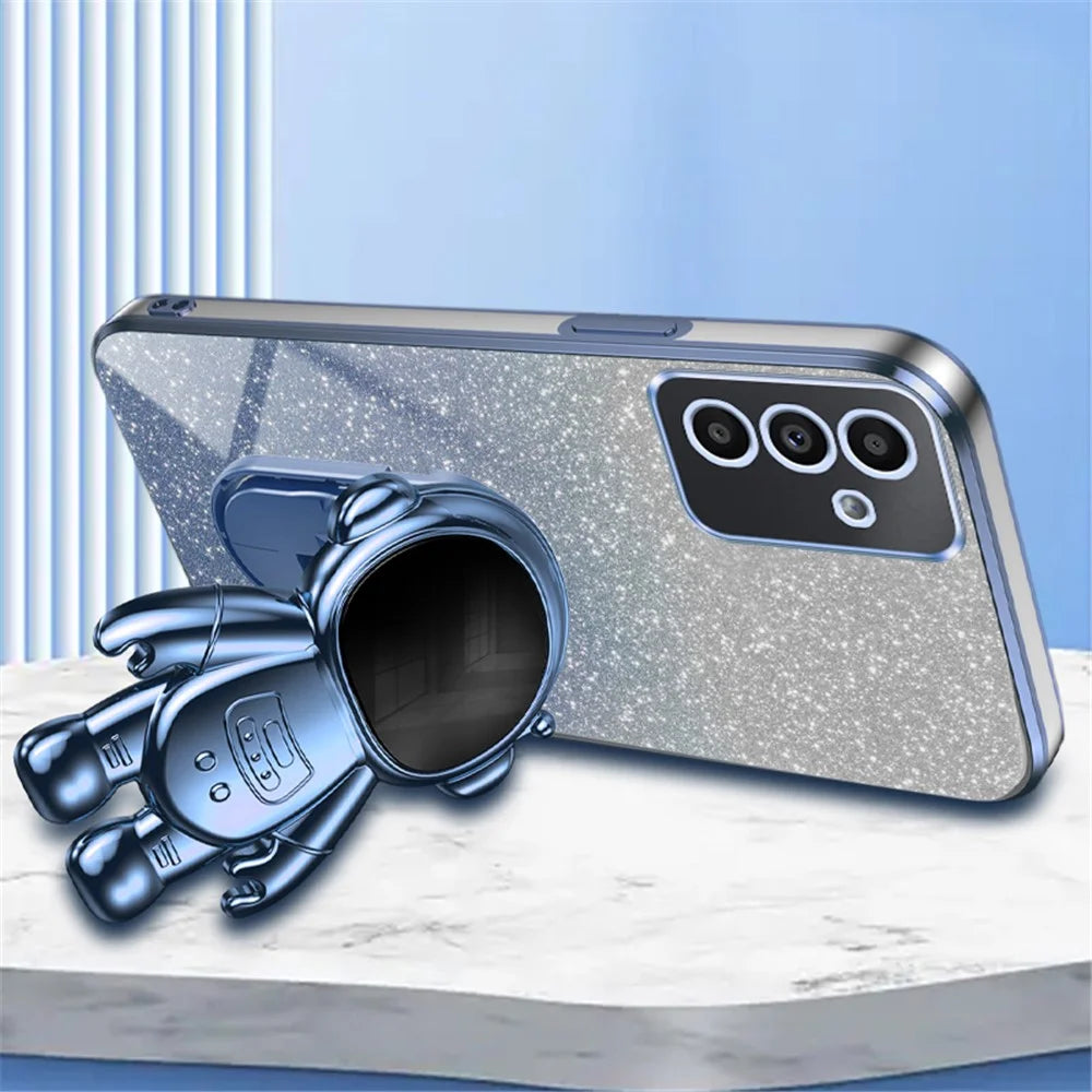 For Samsung Galaxy A34 5G Astronaut Kickstand Case Slim-Fit PC+TPU Anti-scratch Phone Cover - Blue - 2