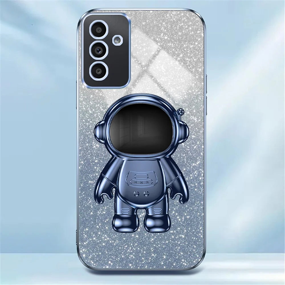 For Samsung Galaxy A34 5G Astronaut Kickstand Case Slim-Fit PC+TPU Anti-scratch Phone Cover - Blue - 4