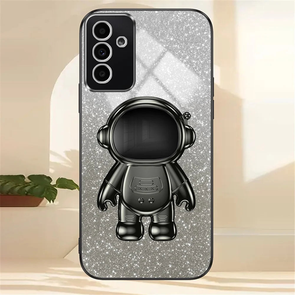 For Samsung Galaxy A25 5G (Global) (161.0 x 76.5 x 8.3mm) Electroplating Phone Shell Case PC+TPU Phone Cover with Astronaut Kickstand - Black - 4