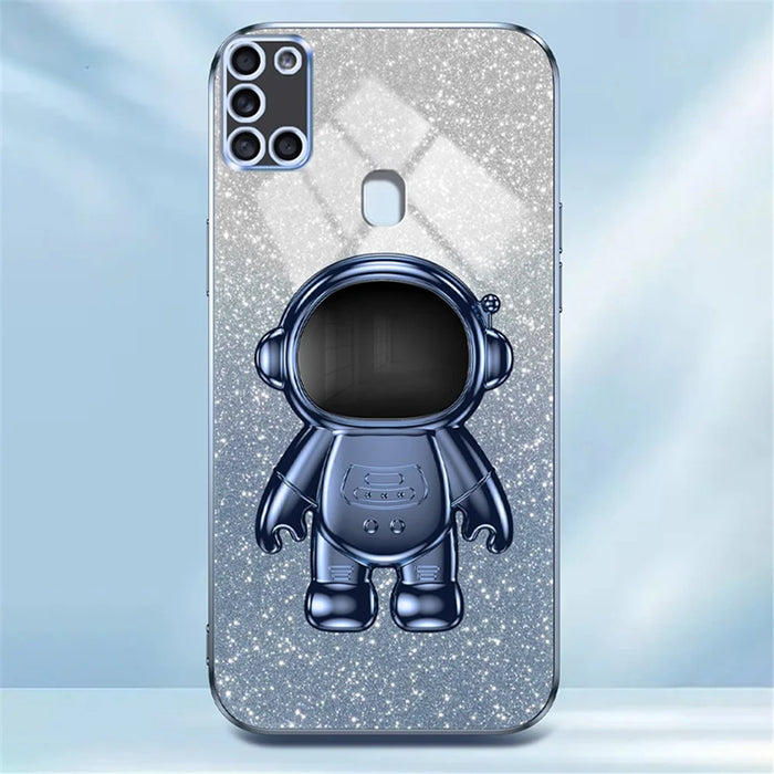 For Samsung Galaxy A21s Anti-scratch Phone Shell PC+TPU Phone Cover Case with Astronaut Kickstand - Blue - 4