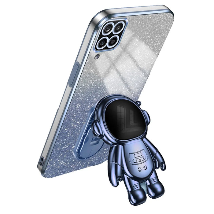 For Samsung Galaxy A22 4G (EU Version) PC+TPU Case Dustproof Phone Shell with Astronaut Kickstand - Blue - 1