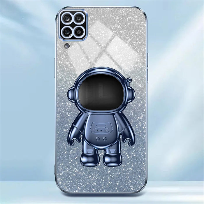 For Samsung Galaxy A22 4G (EU Version) PC+TPU Case Dustproof Phone Shell with Astronaut Kickstand - Blue - 4