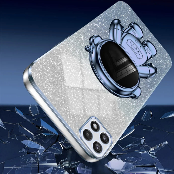 For Samsung Galaxy A22 5G (EU Version) Dustproof Phone Cover Astronaut Kickstand PC+TPU Case - Blue - 3