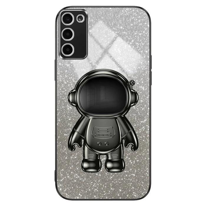 Kickstand Cover for Samsung Galaxy A03s (164.2mm) Shell Glittery PC+TPU Phone Case - Black - 2