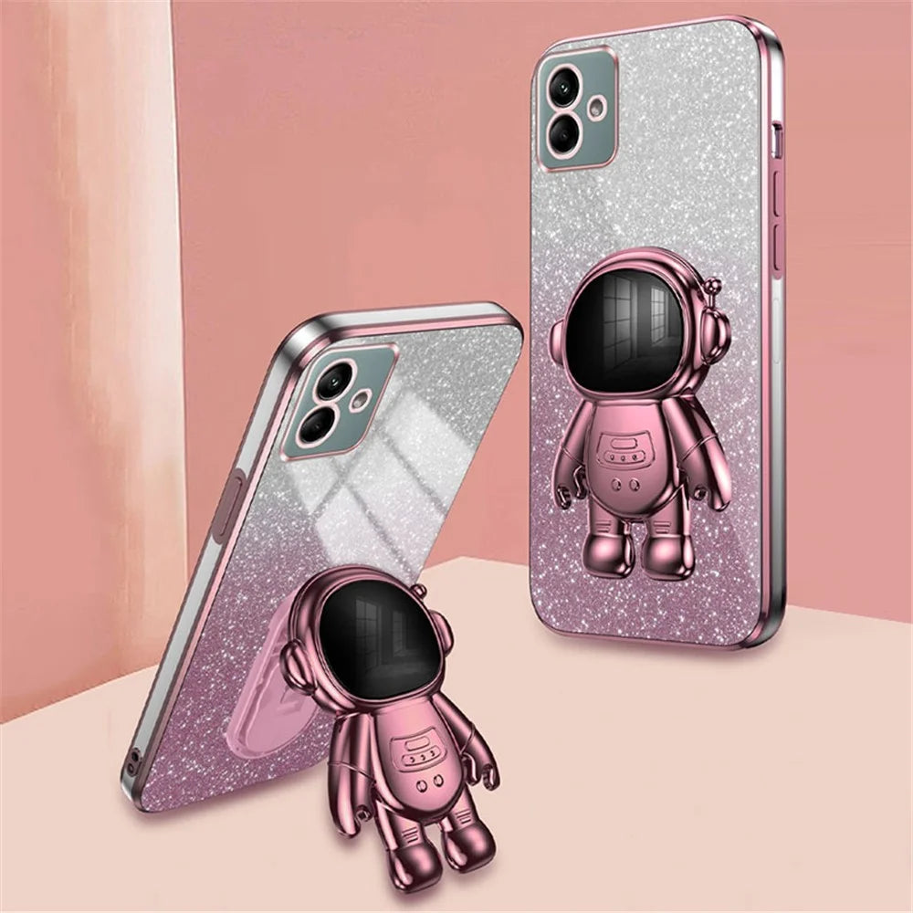 For Samsung Galaxy A04 4G (164.4 x 76.3 x 9.1 mm) Cover Glitter PC+TPU Phone Case with Kickstand - Pink - 2