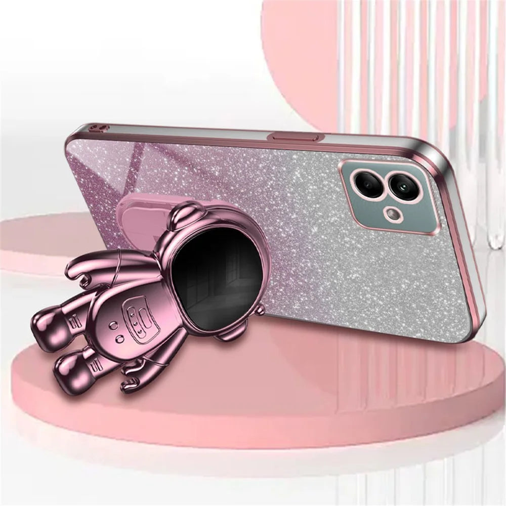 For Samsung Galaxy A04 4G (164.4 x 76.3 x 9.1 mm) Cover Glitter PC+TPU Phone Case with Kickstand - Pink - 4