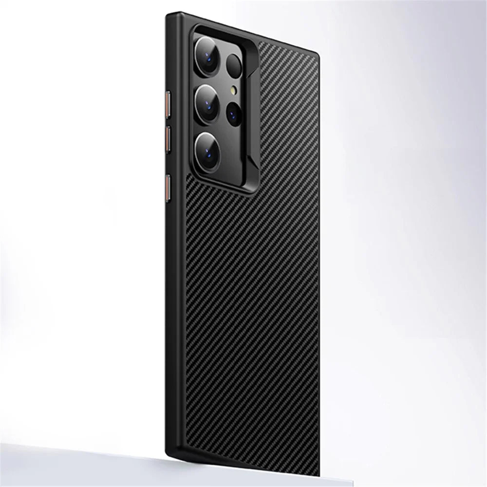 For Samsung Galaxy S23 Ultra Magnetic Case Carbon Fiber Texture Phone Cover - 1