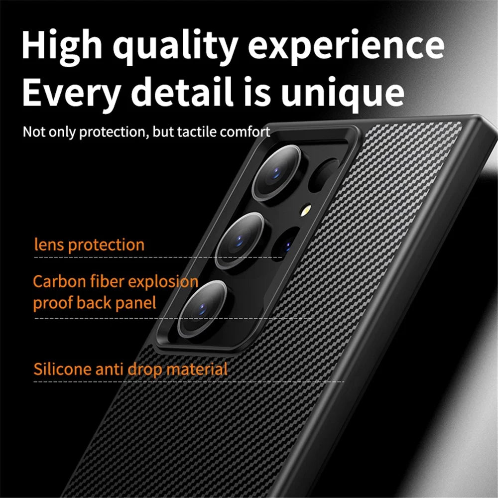 For Samsung Galaxy S23 Ultra Magnetic Case Carbon Fiber Texture Phone Cover - 6