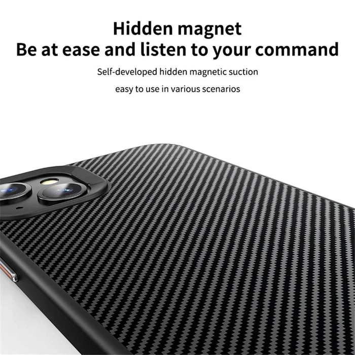 For iPhone 15 Magnetic Case Compatible with MagSafe Carbon Fiber Texture PC + TPU Cover - 5