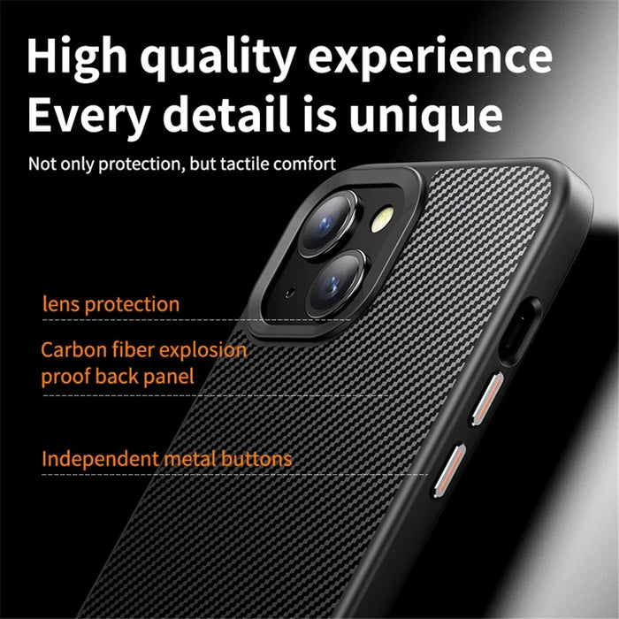 For iPhone 15 Magnetic Case Compatible with MagSafe Carbon Fiber Texture PC + TPU Cover - 6