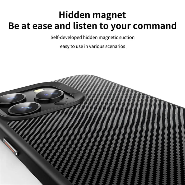 For iPhone 15 Pro Case Carbon Fiber Texture PC + TPU Magnetic Phone Cover - 5