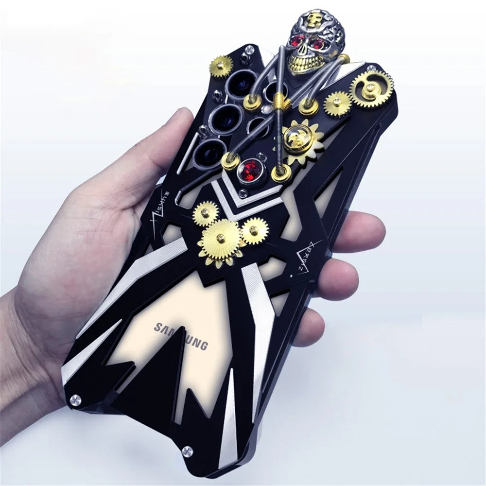 For Samsung Galaxy S22 Ultra 5G Cell Phone Case Shockproof Aluminum Alloy Gothic Style Cover - 1