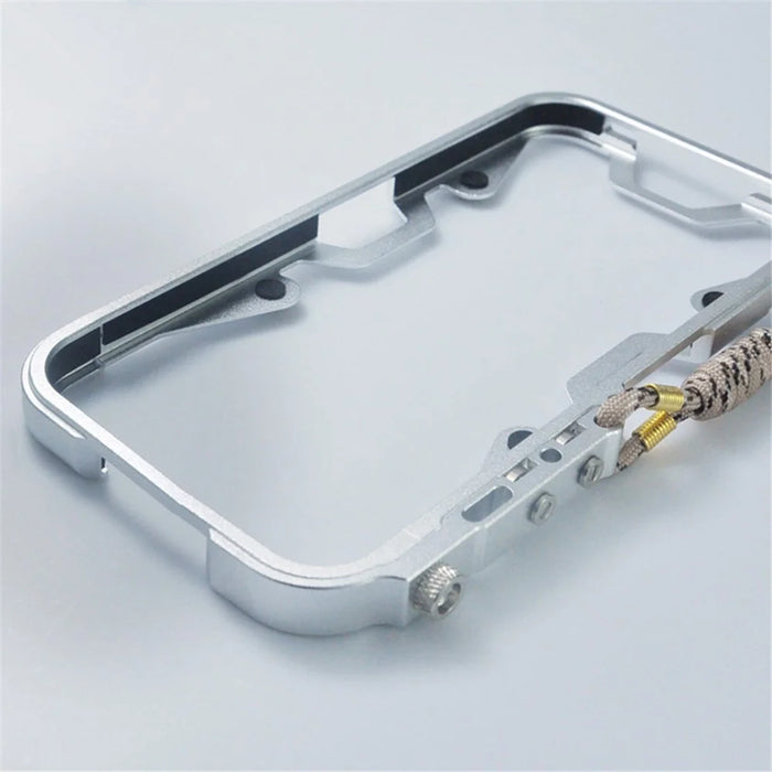 For iPhone 12 Pro Max 6.7 inch Metal Case Aluminium Alloy Slim Phone Cover with Strap - Silver - 2