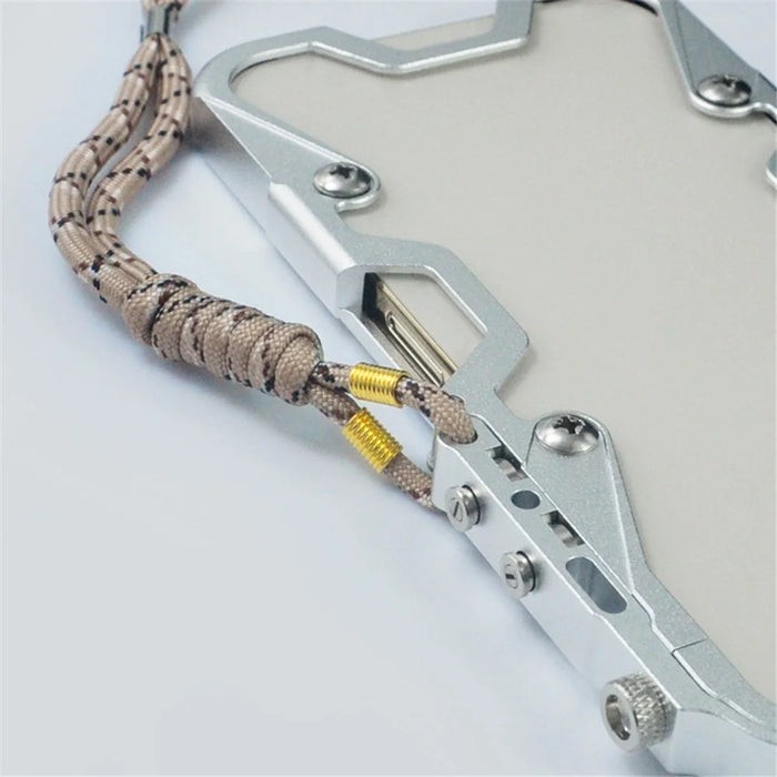 For iPhone 12 Pro Max 6.7 inch Metal Case Aluminium Alloy Slim Phone Cover with Strap - Silver - 3