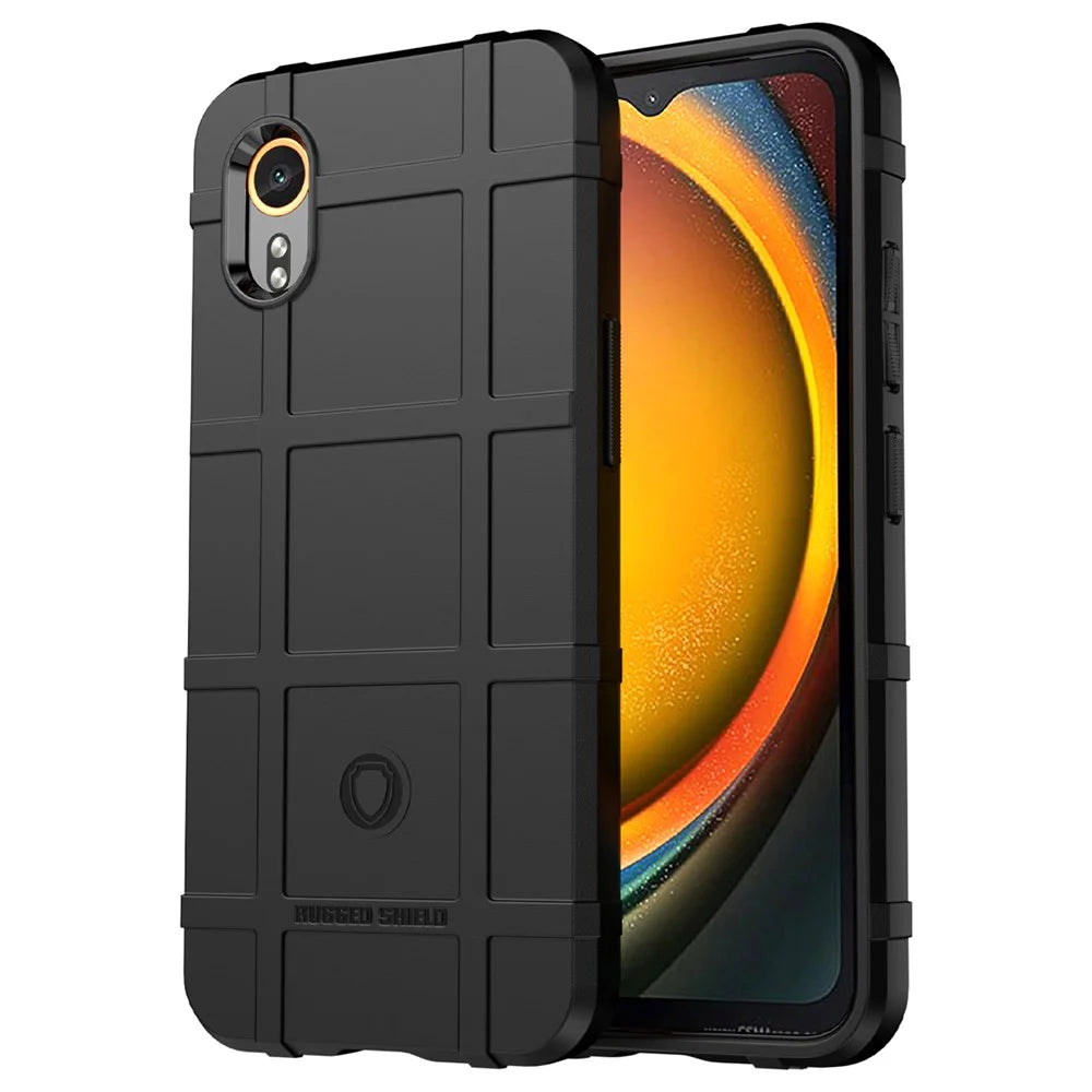 For Samsung Galaxy Xcover7 TPU Case Square Grid Protective Phone Cover - Black - 1
