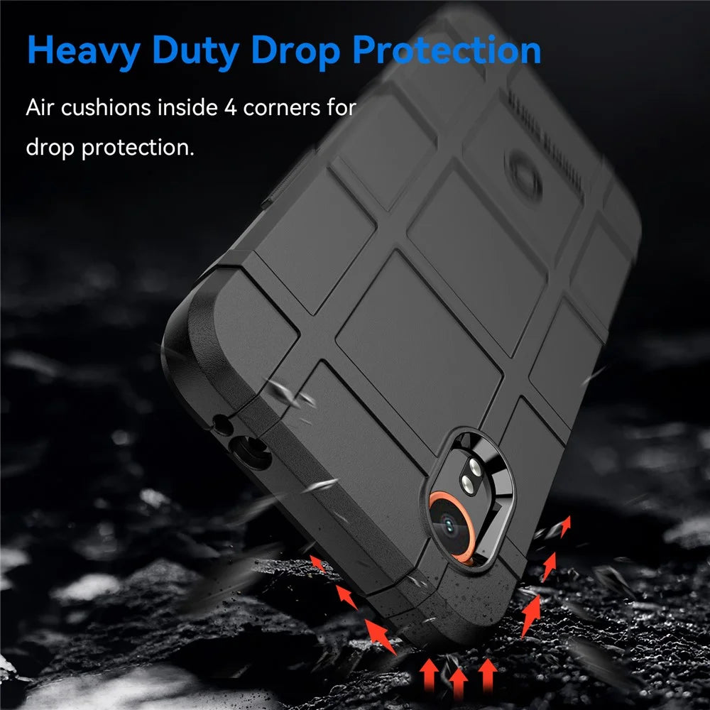 For Samsung Galaxy Xcover7 TPU Case Square Grid Protective Phone Cover - Black - 3