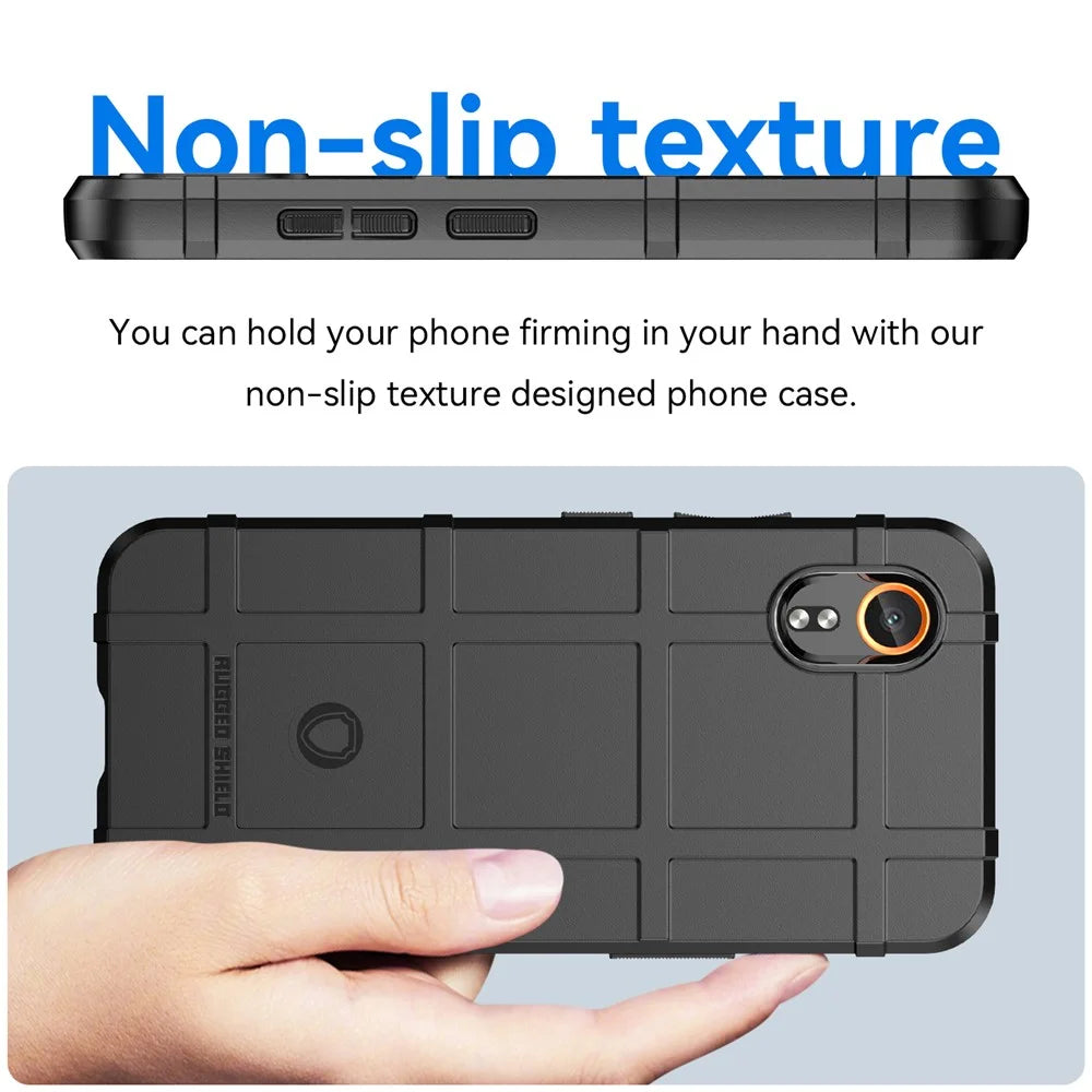 For Samsung Galaxy Xcover7 TPU Case Square Grid Protective Phone Cover - Black - 4