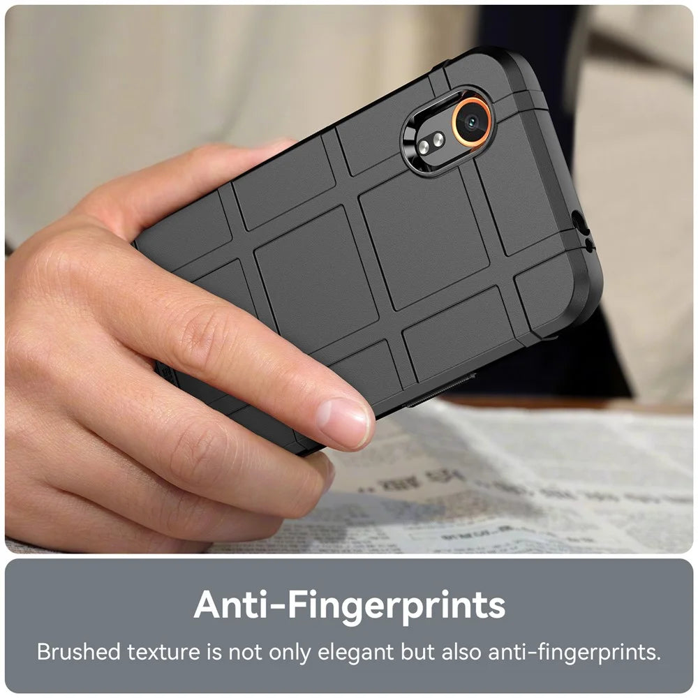 For Samsung Galaxy Xcover7 TPU Case Square Grid Protective Phone Cover - Black - 5