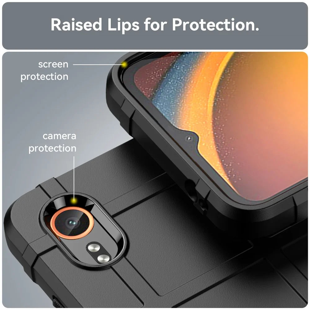 For Samsung Galaxy Xcover7 TPU Case Square Grid Protective Phone Cover - Black - 6