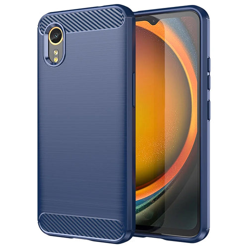 For Samsung Galaxy Xcover7 TPU Case Carbon Fiber Texture Mobile Phone Cover - Blue - 1
