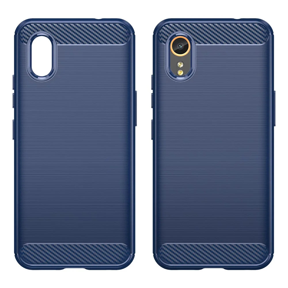 For Samsung Galaxy Xcover7 TPU Case Carbon Fiber Texture Mobile Phone Cover - Blue - 2