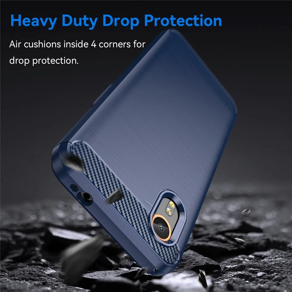 For Samsung Galaxy Xcover7 TPU Case Carbon Fiber Texture Mobile Phone Cover - Blue - 3