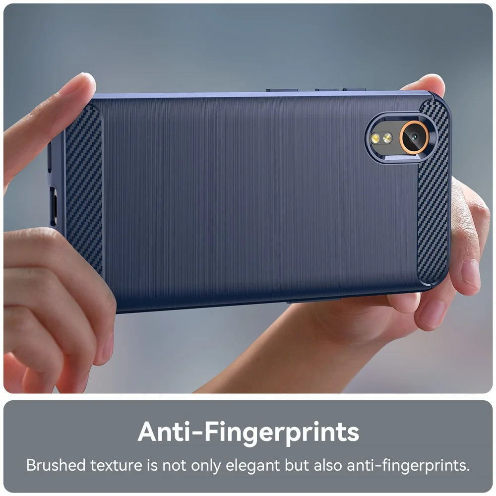 For Samsung Galaxy Xcover7 TPU Case Carbon Fiber Texture Mobile Phone Cover - Blue - 5