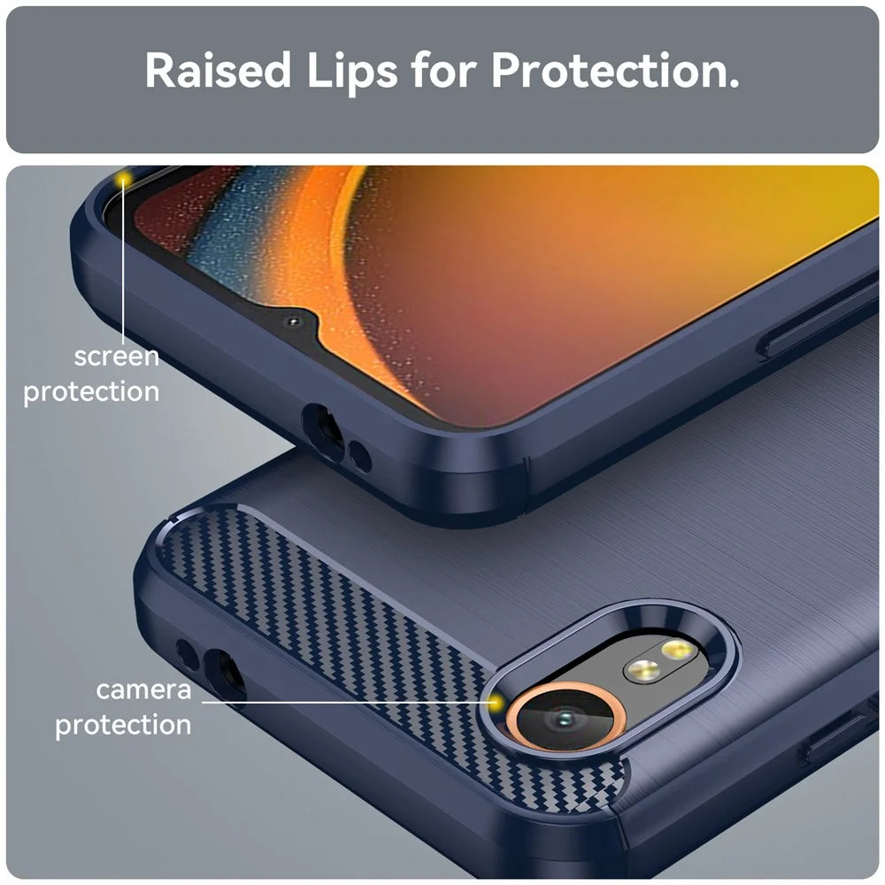 For Samsung Galaxy Xcover7 TPU Case Carbon Fiber Texture Mobile Phone Cover - Blue - 6