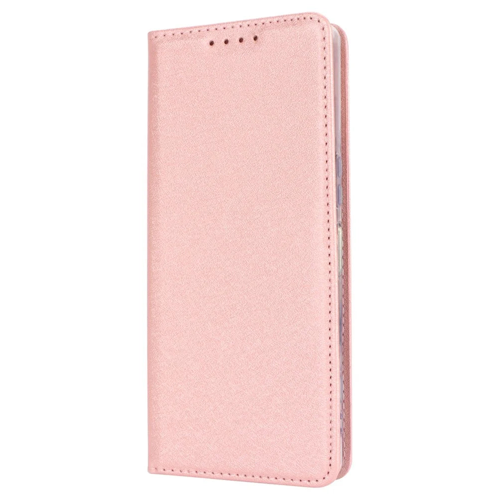For Sony Xperia 5 V Phone Case Silk Texture Stand TPU + PU Leather Cover Wallet - Rose Gold - 7