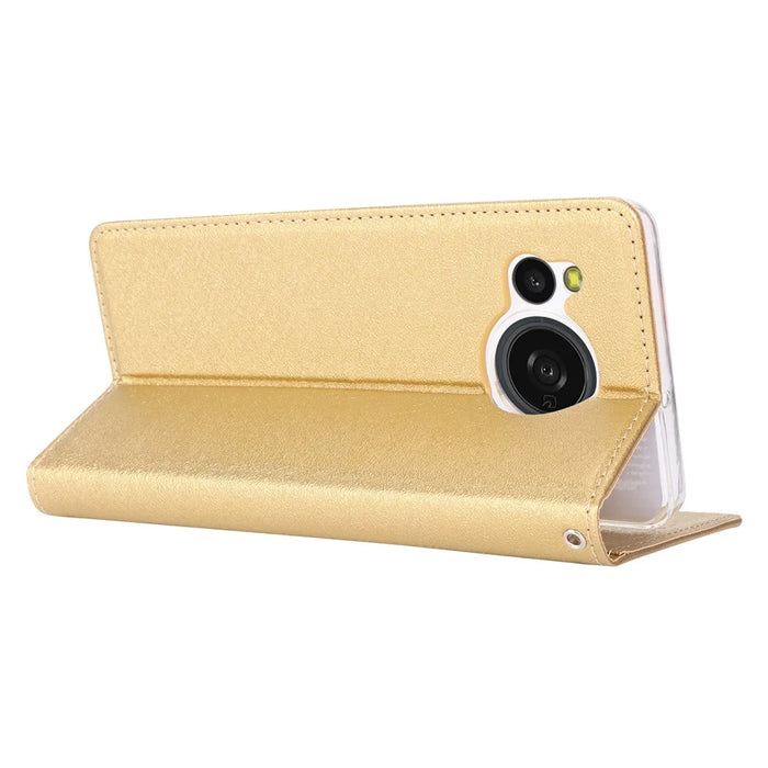 For Sharp Aquos Sense 8 Wallet Case Silk Texture Leather Flip Protective Phone Cover - Gold - 3