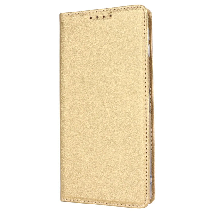 For Sharp Aquos Sense 8 Wallet Case Silk Texture Leather Flip Protective Phone Cover - Gold - 7