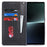 PU Leather Phone Shell for Sony Xperia 1 V Silk Texture Stand Wallet Phone Case Cover - Black - 2