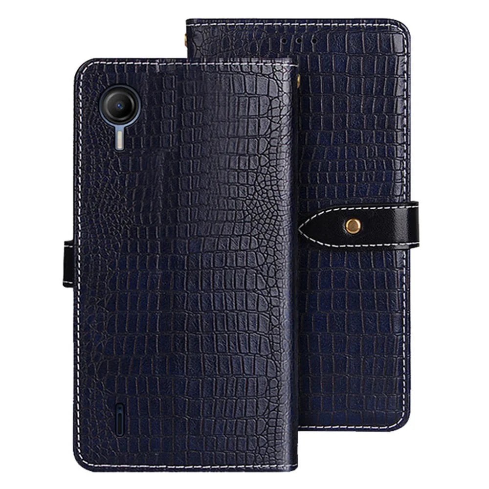 IDEWEI For Cricket Debut S2 Leather Case Crocodile Texture Phone Cover with Wallet - Blue - 1