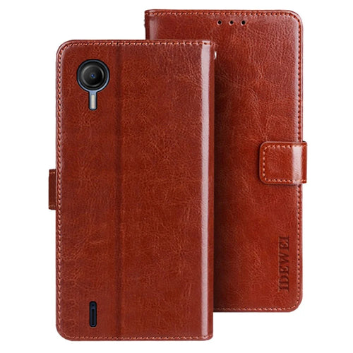 IDEWEI For Cricket Debut S2 Case Crazy Horse Texture Flip Leather Phone Cover - Brown - 1